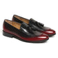 Men's Burgundy Hand Painted Leather Tassel Loafers