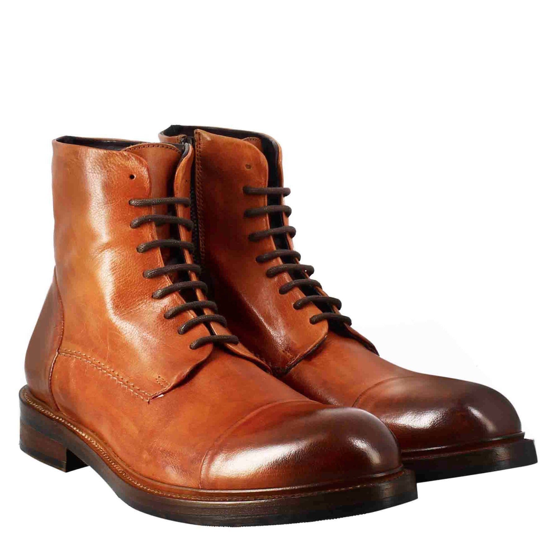 Men's High Diver Amphibian Boot In Tan-Coloured Washed Leather