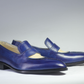 Men's Blue & Beige Patina Leather Moccasin Loafers