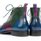 Men's Handmade Tri Tone Wingtip Ankle High Boots
