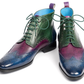 Men's Handmade Tri Tone Wingtip Ankle High Boots