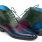 Men's Handmade Tri Tone Wingtip Ankle High Boots