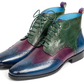 Men's Handmade Tri Tone Wingtip Ankle High Boots