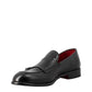Black double buckle moccasin for men