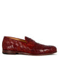 Handmade red woven leather men's moccasin