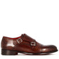 Italian shoe with double buckle for men in light brown suede
